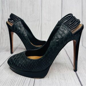 Badgley Mischka Mark & James MARCY Black Leather Platform‎ Heels Pumps Size 8M
